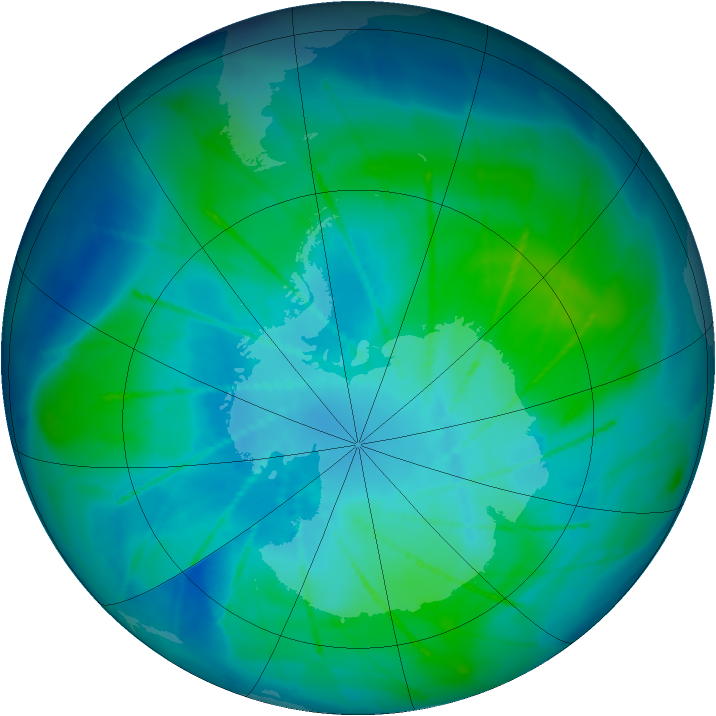 Antarctic ozone map for 06 February 2010